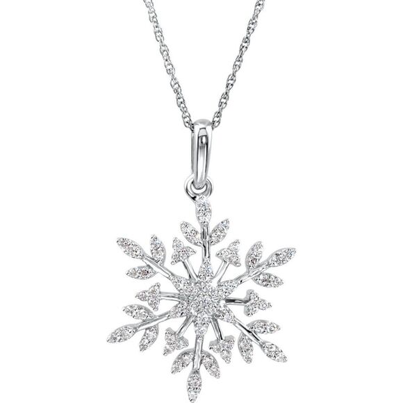 Sterling SilverWhite Cubic Zirconia Snowflake 18